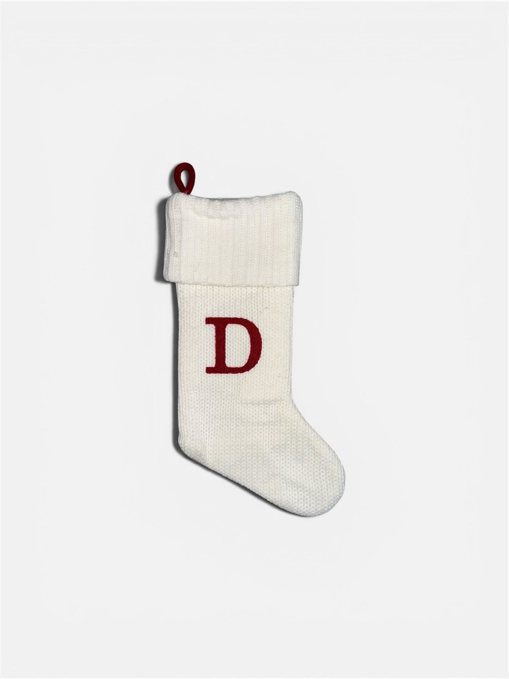 Wondershop Target Knot Monogram “D” White & Red Christmas Stocking 20”